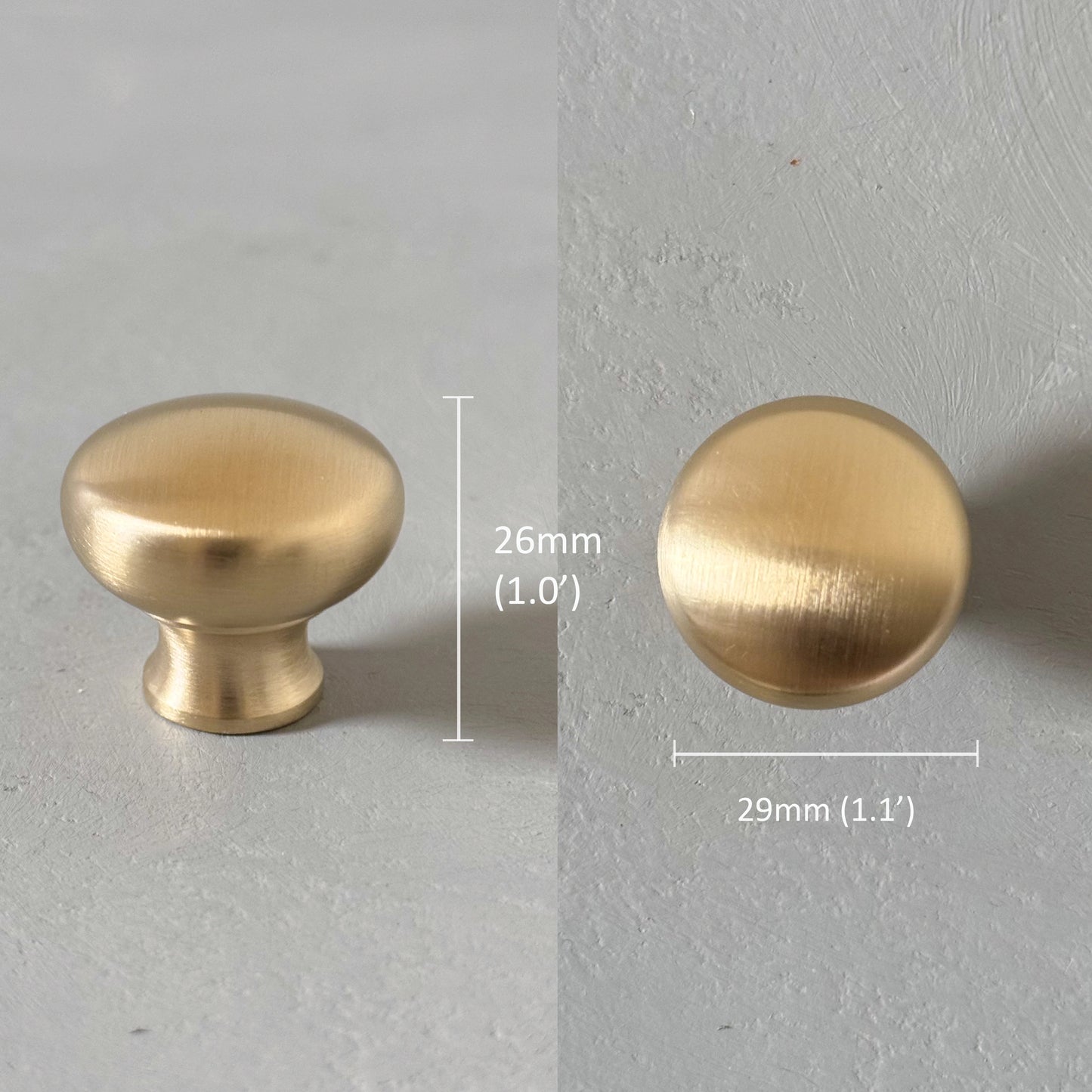 Solid Brass Mushroom Round Knobs - HERIOT