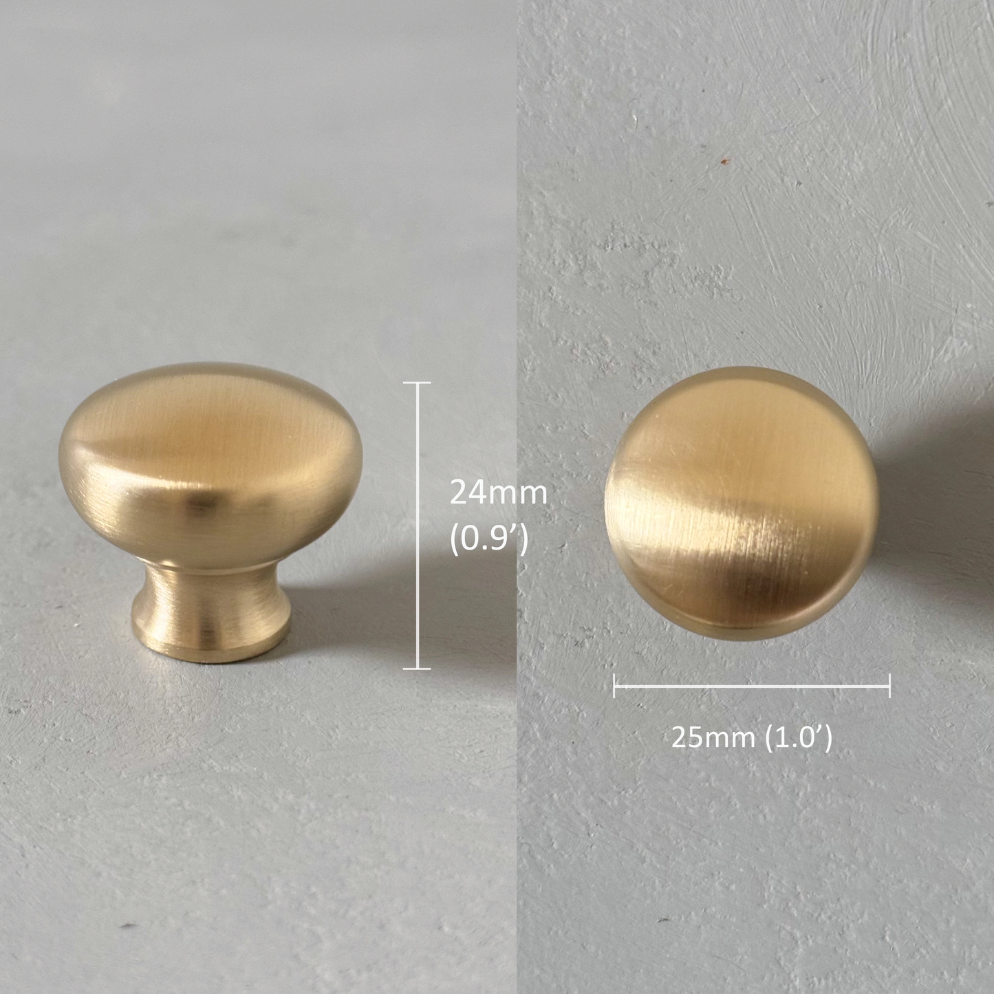 Solid Brass Mushroom Round Knobs - HERIOT