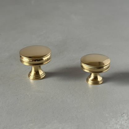 Solid Brass Bevelled Round Knob with Grooves - DURHAM