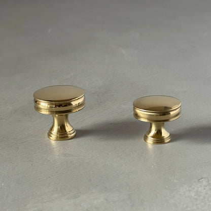 Solid Brass Bevelled Round Knob with Grooves - DURHAM
