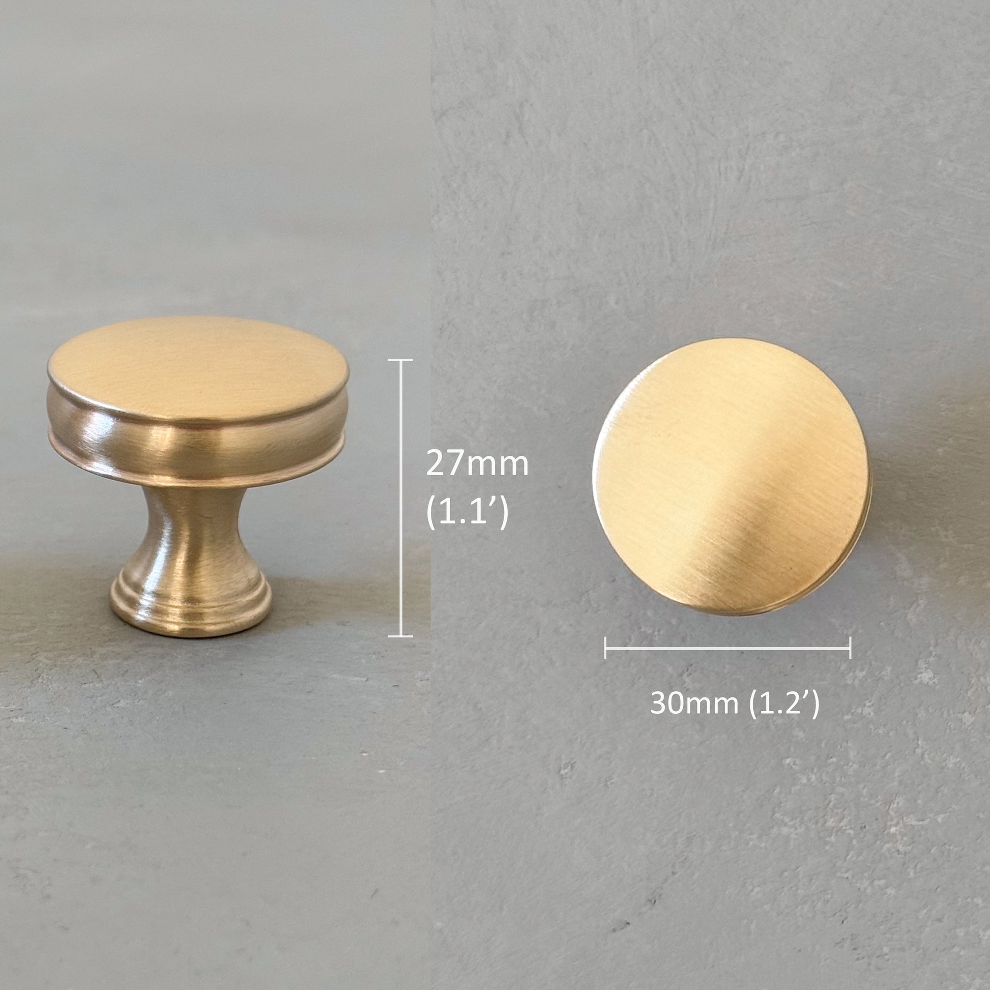 one large bevel round knob with grooves with measurements