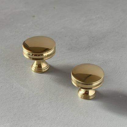 Solid Brass Bevelled Round Knob with Grooves - DURHAM