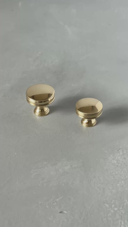 Solid Brass Bevelled Round Knob with Grooves - DURHAM