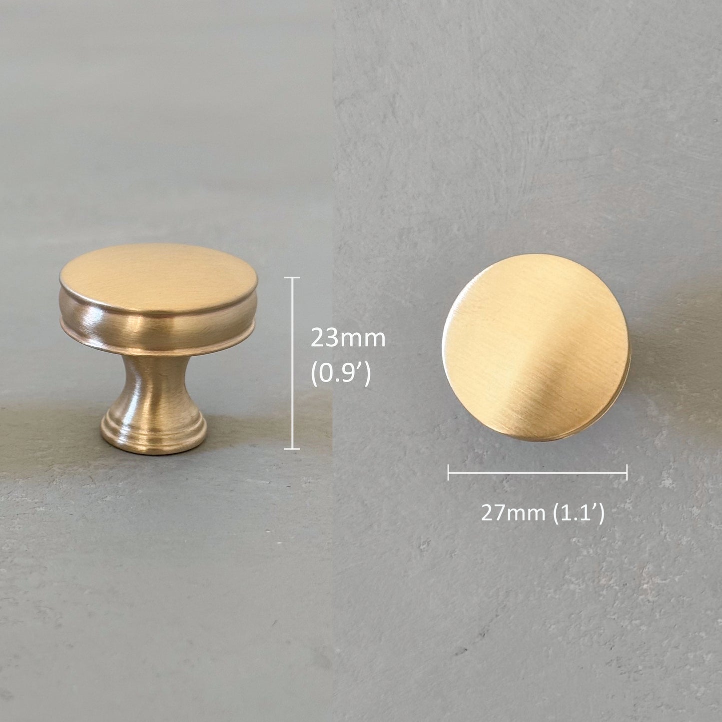 one small bevel round knob with grooves with measurements